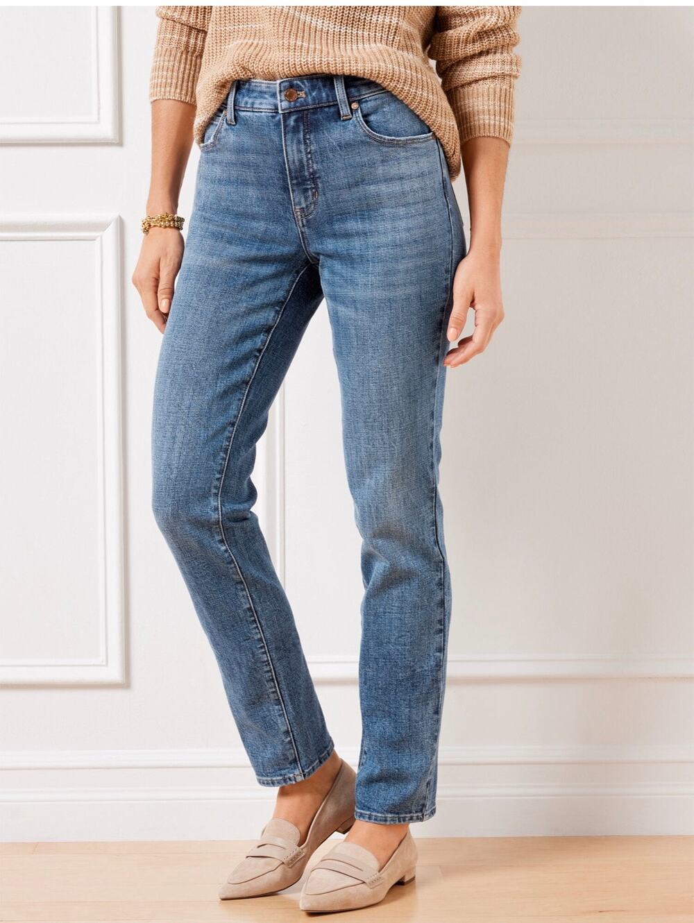 Talbots Straight Leg Jeans Stretch Denim Medium Kenmare Wash Women’s Size 6P